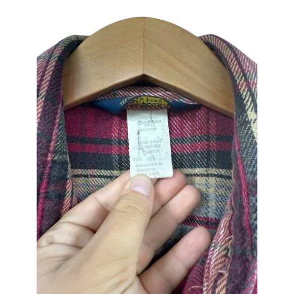 Vintage Oshkosh Sportswear Shirt Flannel Red Cotton Heavy Button Up Mens Medium - Picture 4 of 9